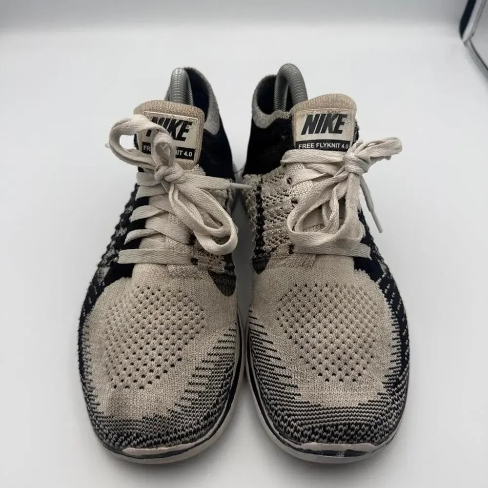 Nike Free 4.0 Flyknit Women's Size 8 Oreo Running Shoes Black White No Box